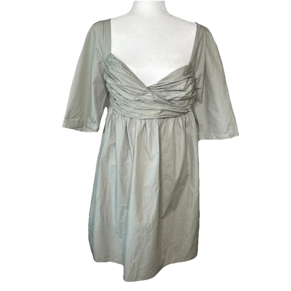 Anthropologie Forever That Girl Dress LG Sage Babydoll Criss Cross Tie Back NWT